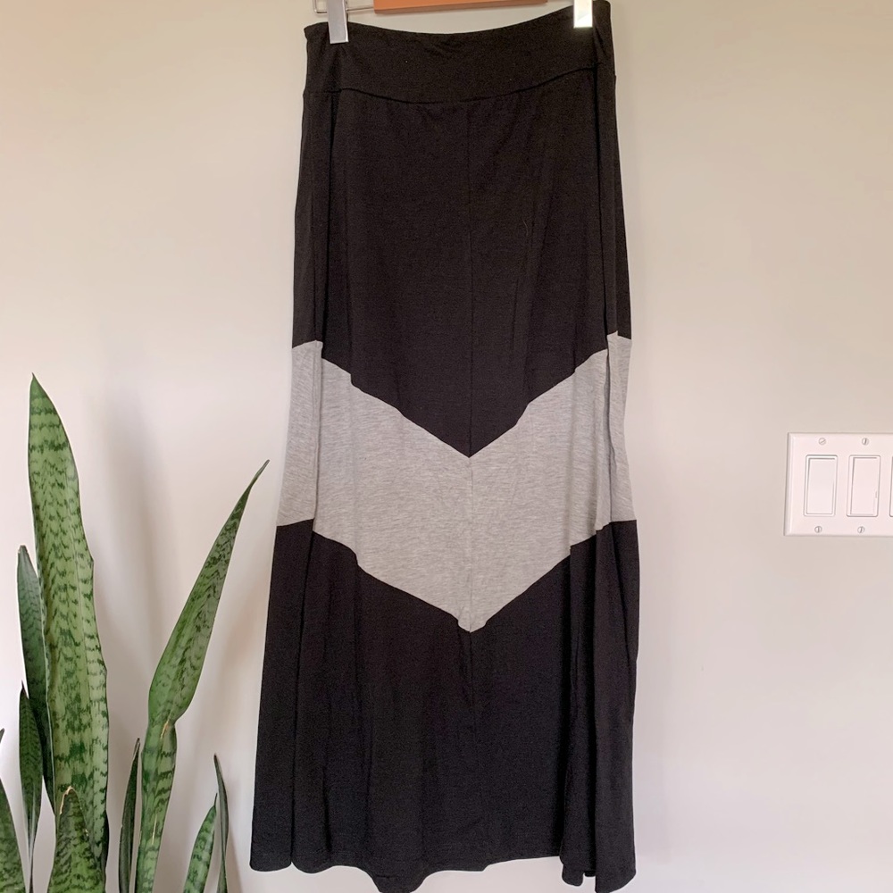 Jersey stretch maxi skirt black grey